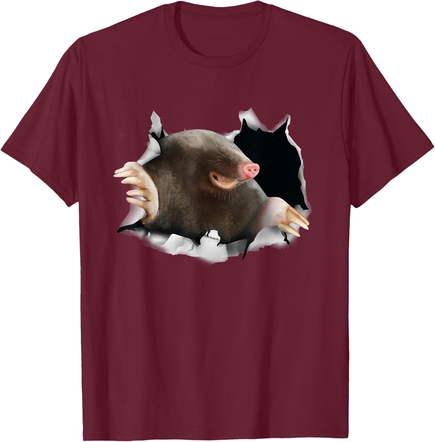 Mole Breaking Through Clothes Outfit Mole Lover Gift Mole T-Shirt - T-Shirt | Maroon