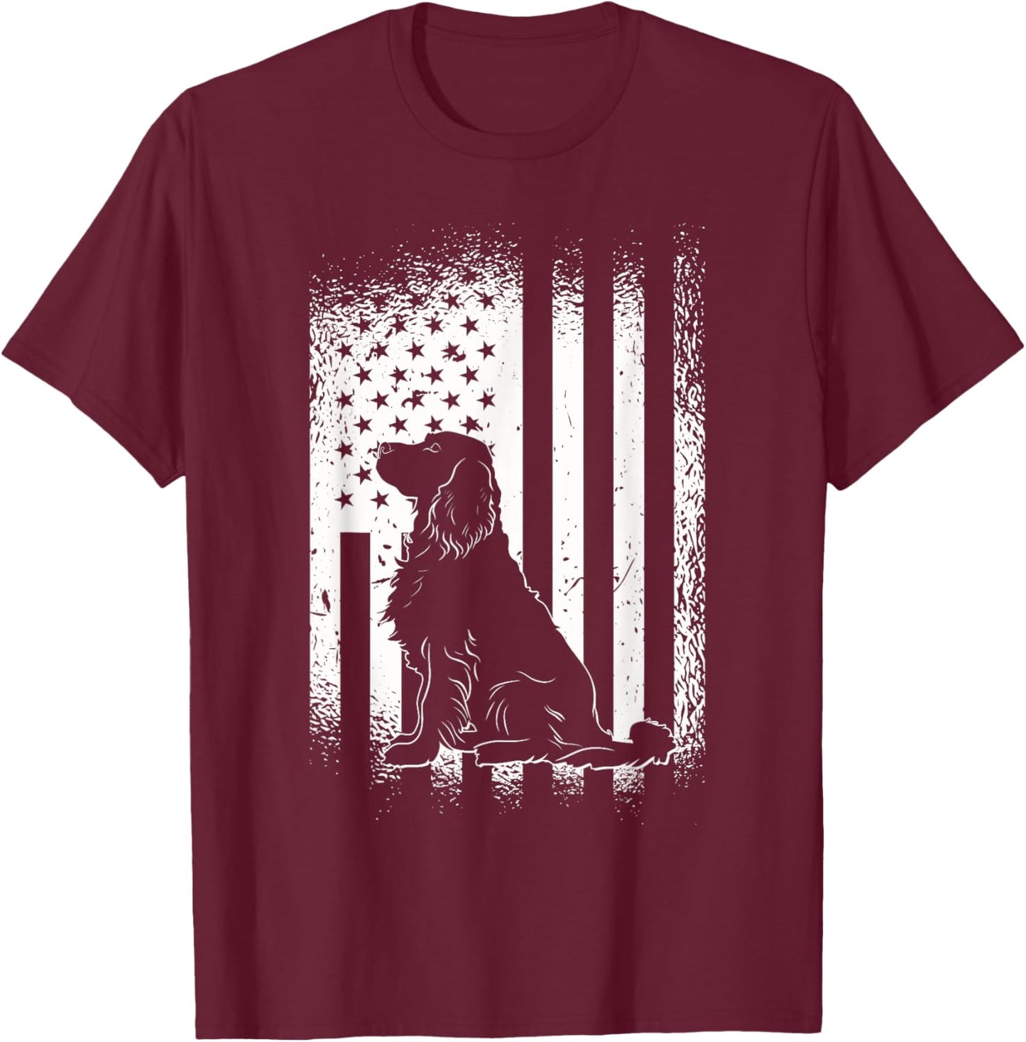 Golden Retriever American Flag USA Fan Dog Owner Dog T-Shirt - T-Shirt | Maroon