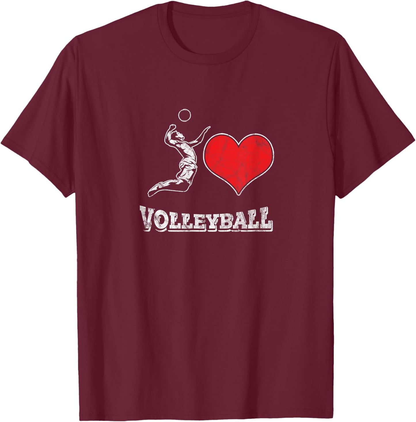 Spiker Server Volley Ball Server Spike I Love Volleyball T-Shirt - T-Shirt | Maroon