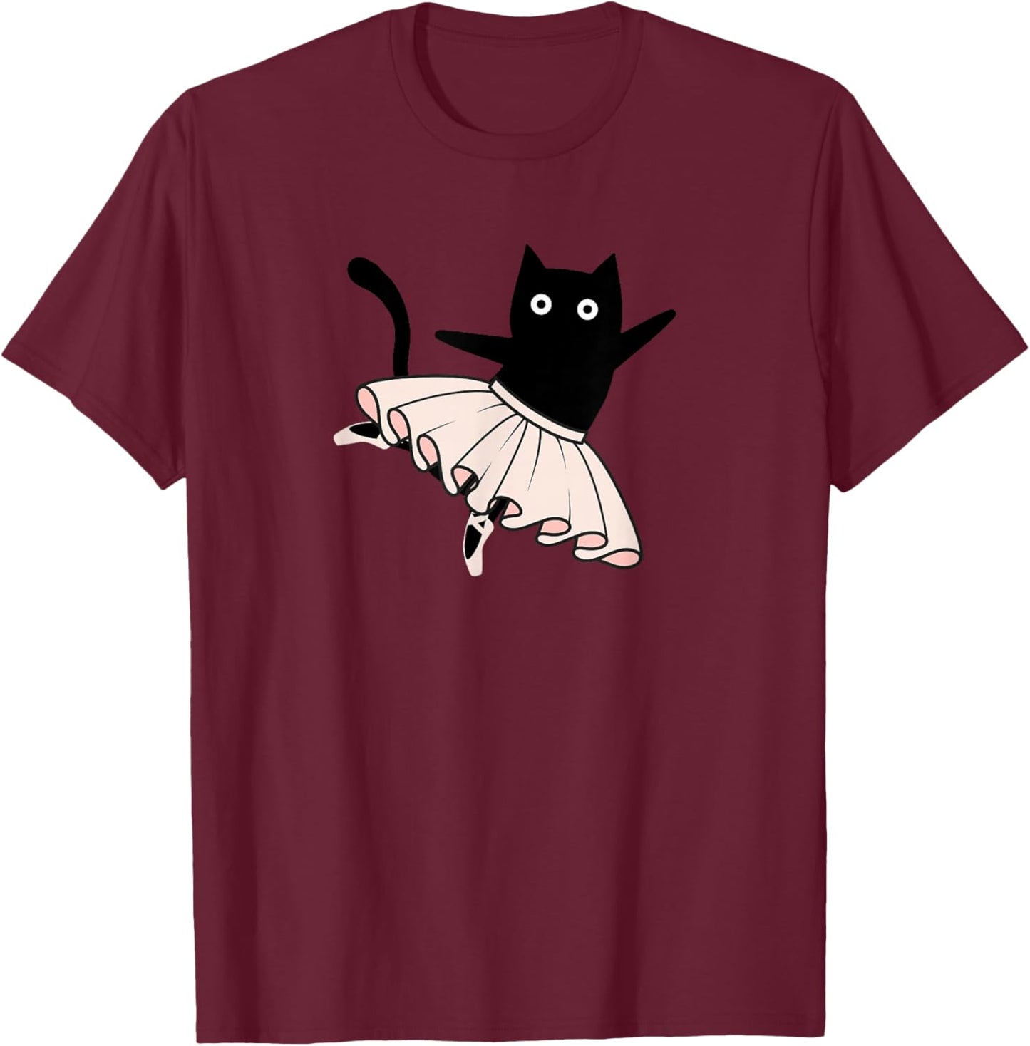 Rahmonty Designs Ballet Cat Lover Dance Recital Funny Black Cat Ballet T-Shirt - T-Shirt | Maroon