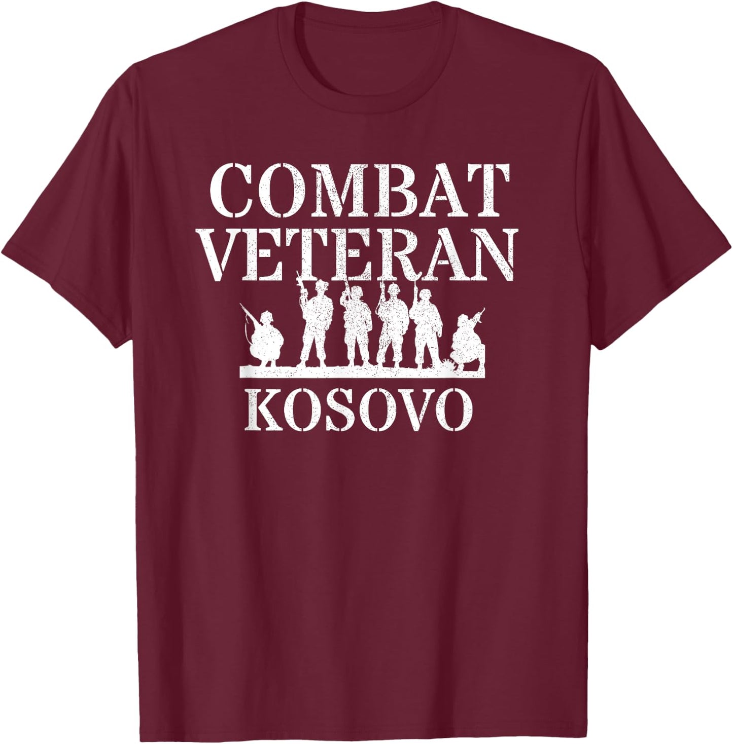 US Military Veterans Day Combat Veteran Kosovo T-Shirt - T-Shirt | Maroon