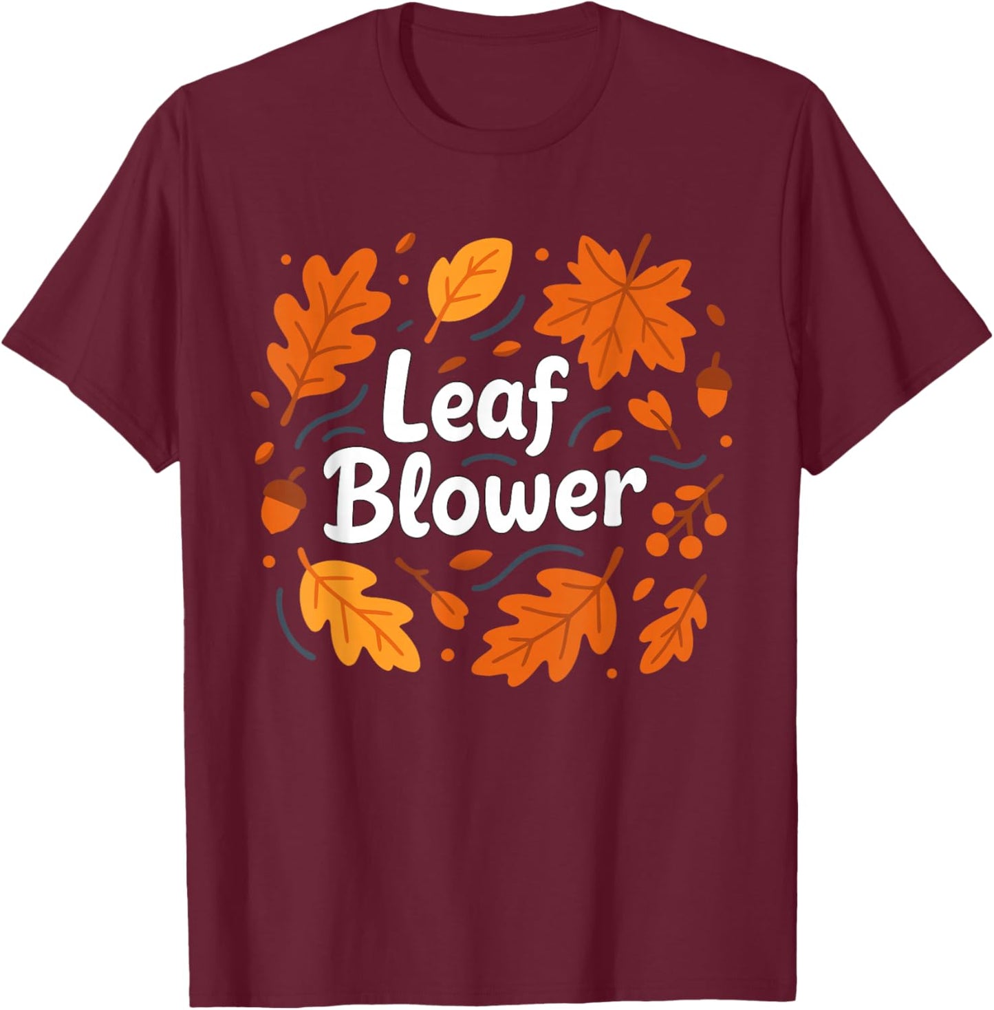 Funny Leaf Blower Couple Matching Fall Thanksgiving T-Shirt - T-Shirt | Maroon