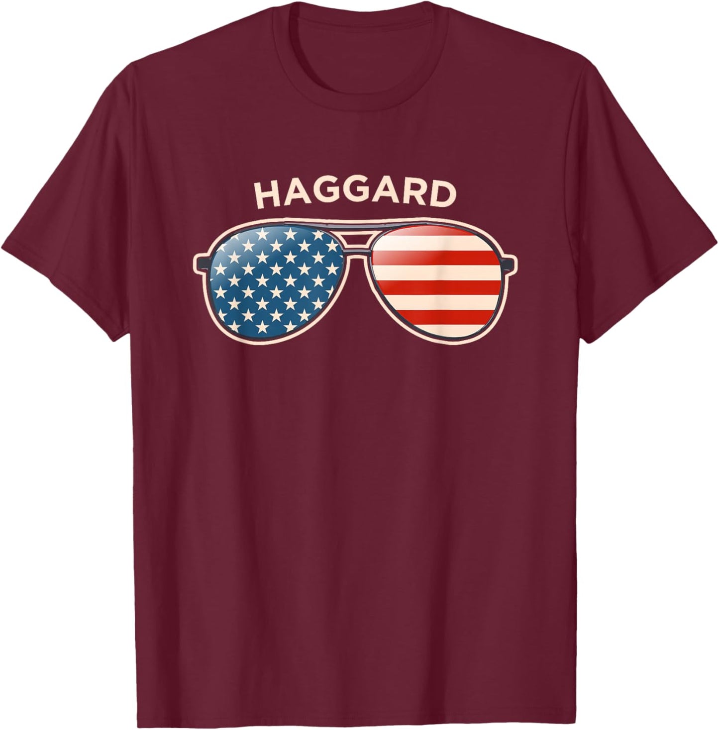 Haggard, KS Vintage US Flag Sunglasses T-Shirt - T-Shirt | Maroon