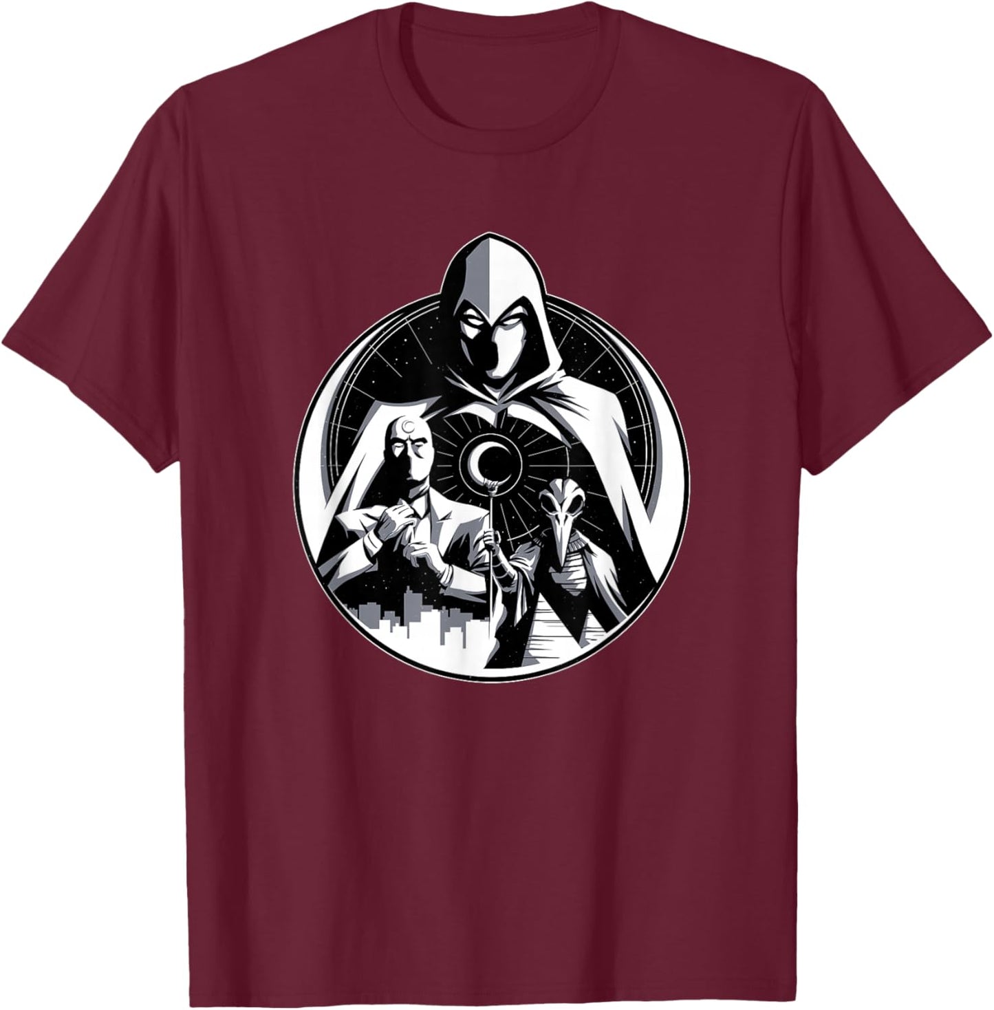 Marvel Moon Knight Mr Knight and Khonshu T-Shirt - T-Shirt | Maroon
