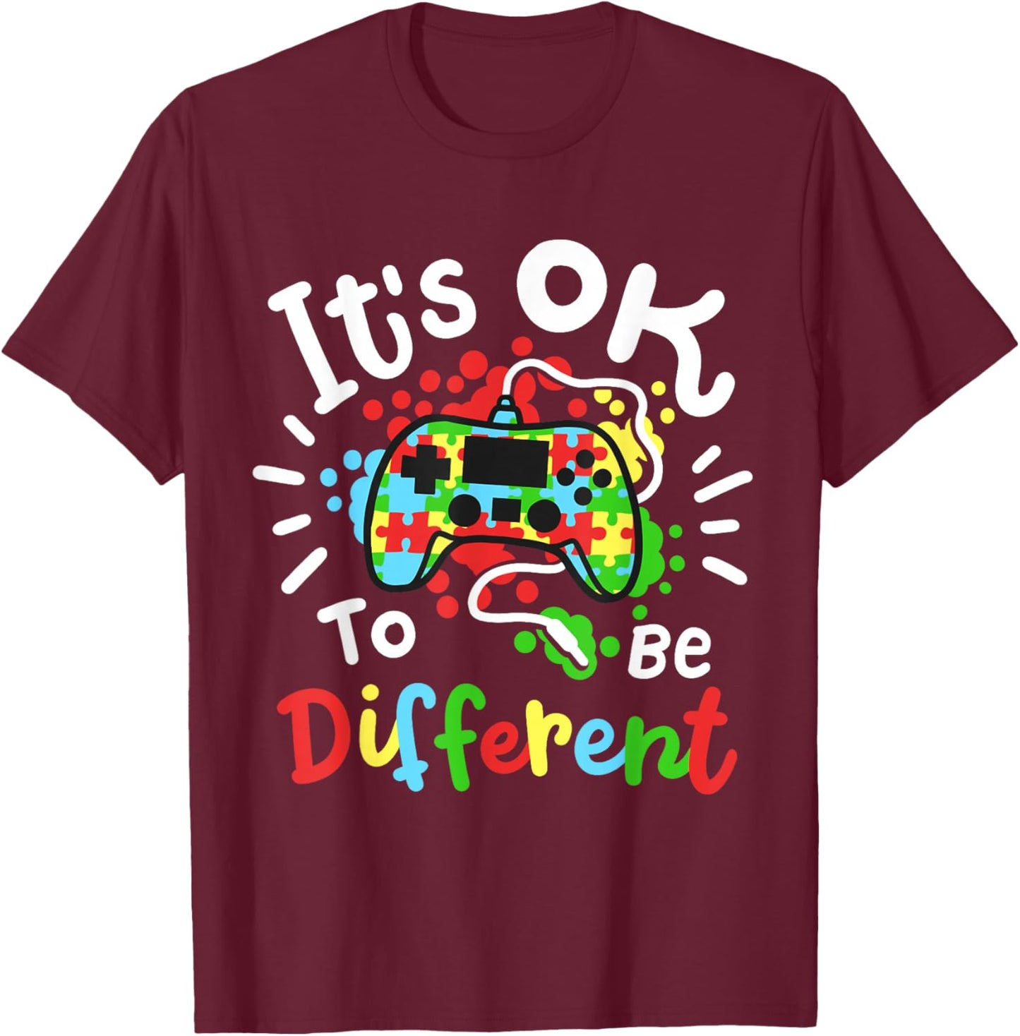 Autism Awareness Gamer T-Shirt - T-Shirt | Maroon