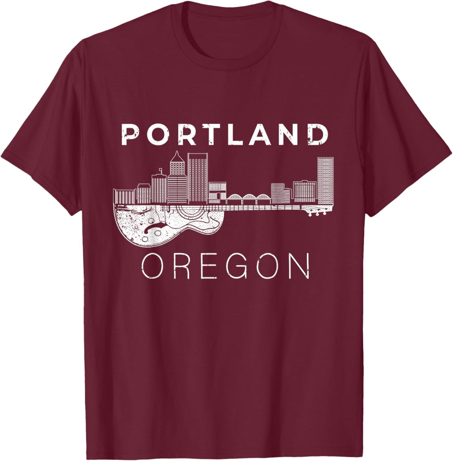Portland Souvenir Men Oregon Lover Music Guitar T-Shirt - T-Shirt | Maroon