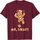 Oh Snap Gingerbread Man Cookie Broken Leg Christmas T-Shirt - T-Shirt | Maroon