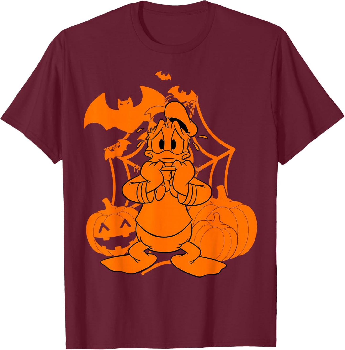 Disney Mickey & Friends Halloween Donald Duck Pumpkins T-Shirt - T-Shirt | Maroon