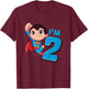 Kids Superman 2nd Birthday Cute I'm 2 T-Shirt - T-Shirt | Maroon