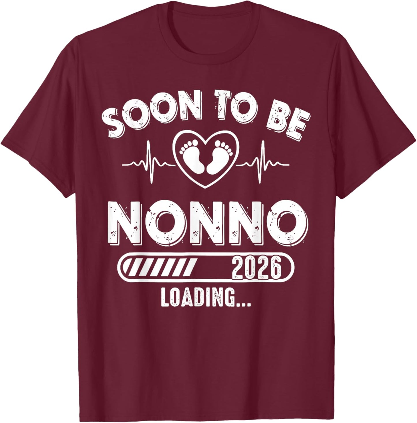 Soon to Be Nonno Est 2026 New Dad Father First Time T-Shirt - T-Shirt | Maroon