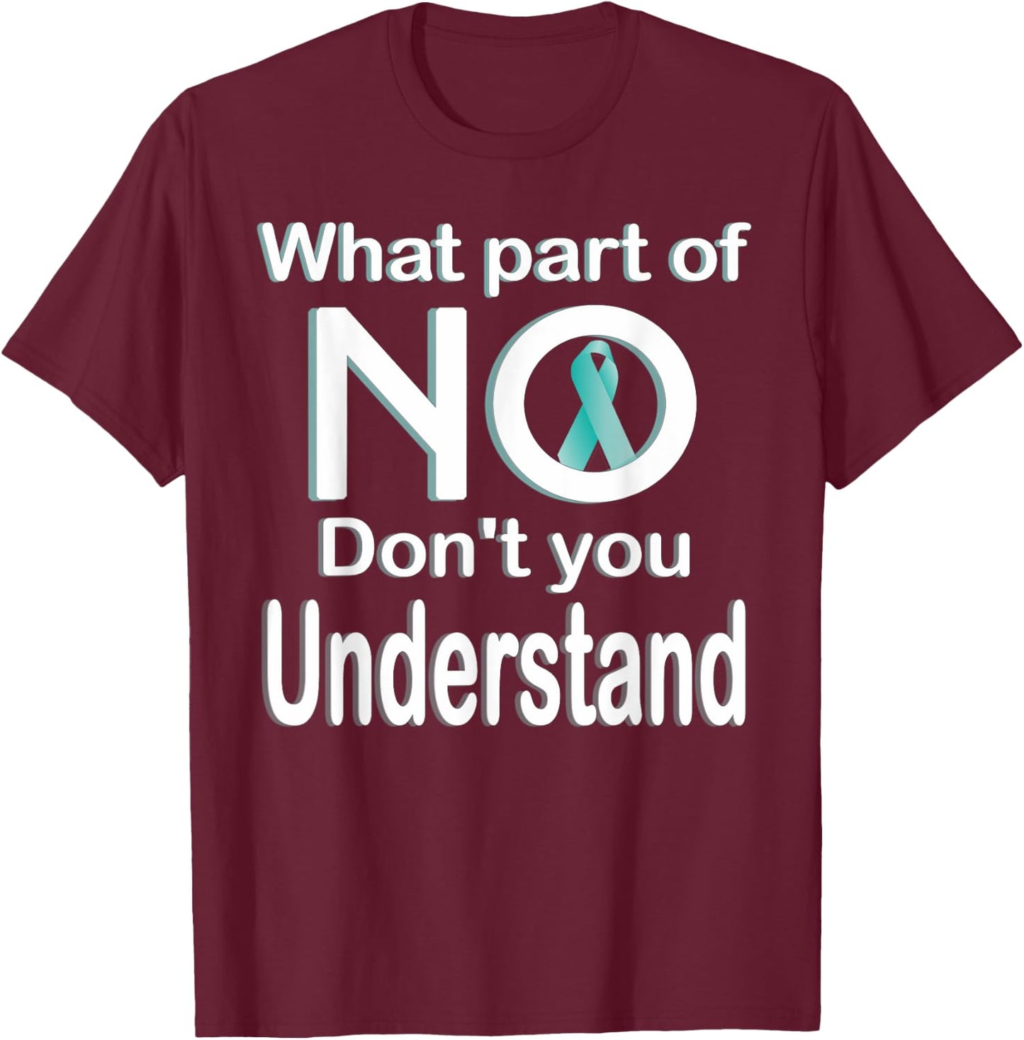 Sexual Assault Awareness Month Teal Ribbon T-Shirt - T-Shirt | Maroon