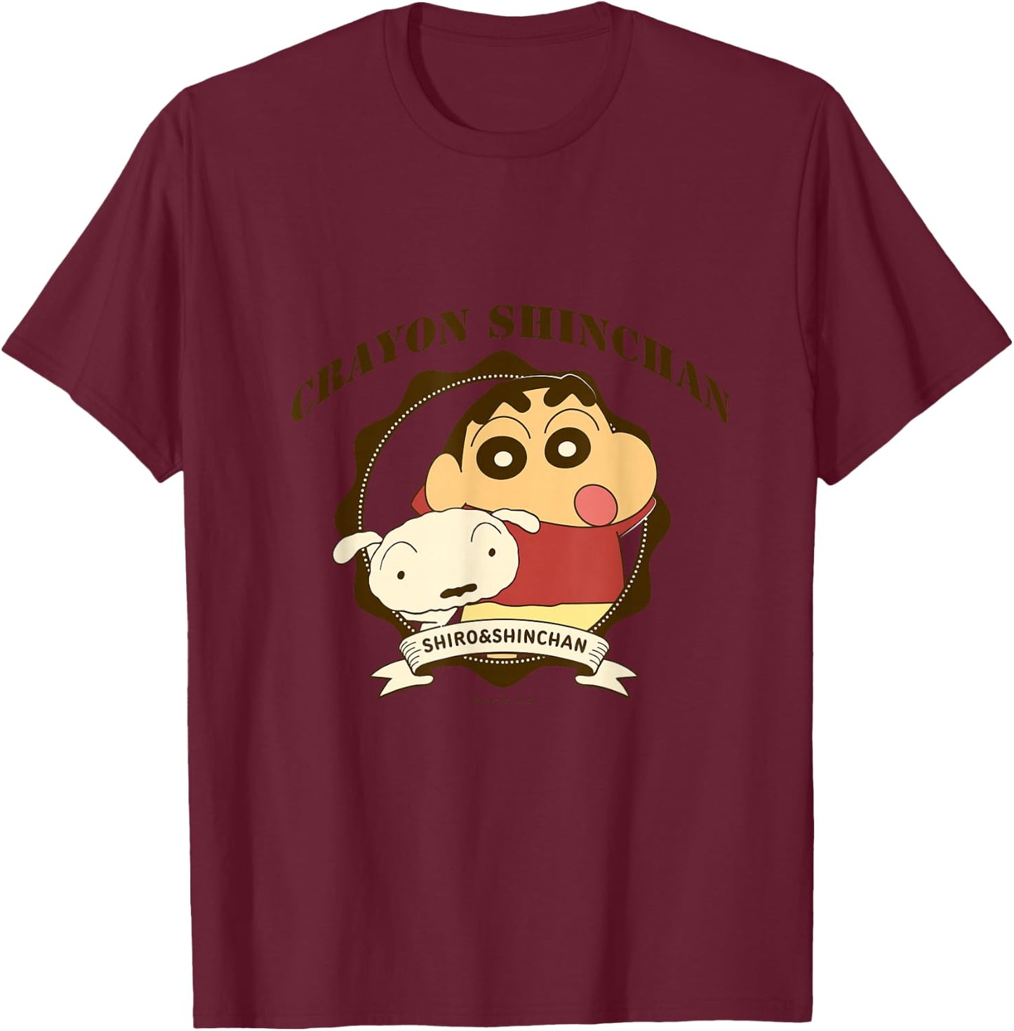 Crayon Shin-chan College Logo style T-Shirt - T-Shirt | Maroon