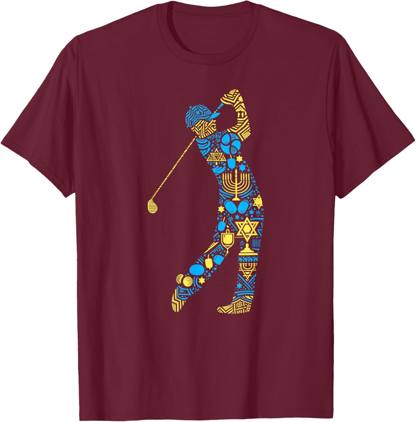 Golf Player Menorah Dreidel Jewish Hanukkah Kids T-Shirt - T-Shirt | Maroon