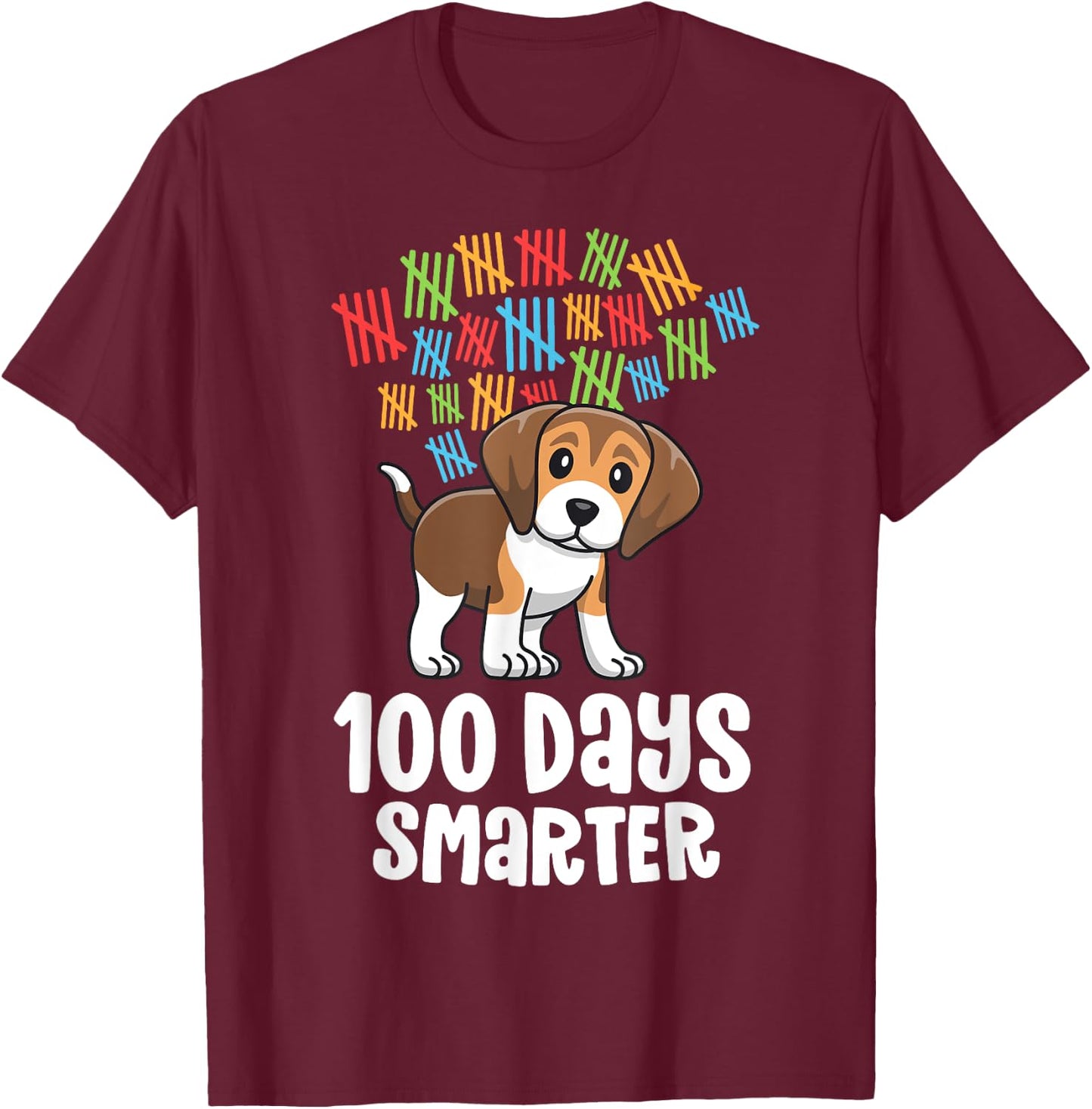 100 Days of School Shirt For Girls Kids Smarter Beagle T-Shirt - T-Shirt | Maroon