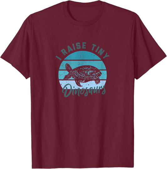 I Raise Tiny Dinosaurs Funny Vintage Retro Turtle Terrapin T-Shirt - T-Shirt | Maroon