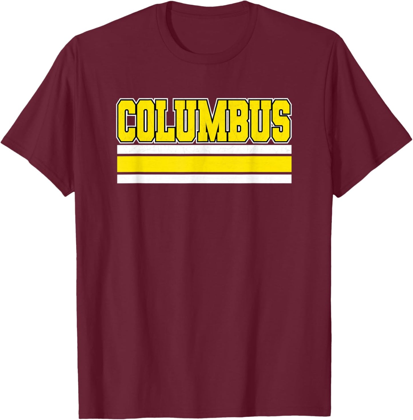 Columbus Yellow Black White Simple & Minimal Columbus Ohio T-Shirt - T-Shirt | Maroon