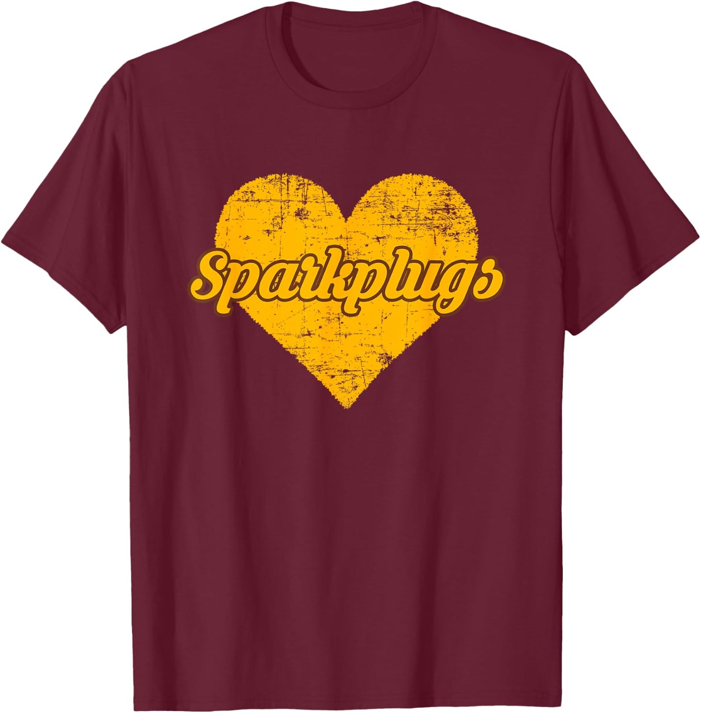 Speedway Sparkplugs Over Heart T-Shirt - T-Shirt | Maroon