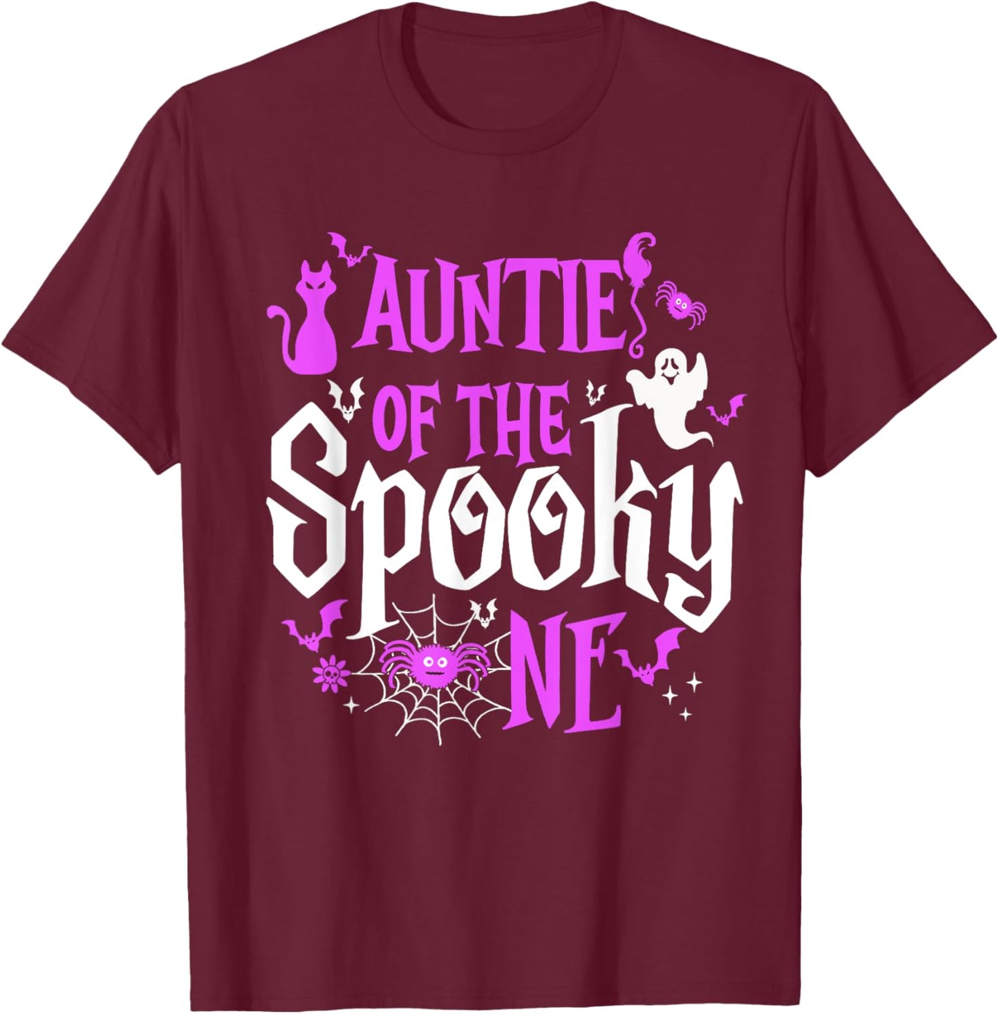 Auntie Of The Spooky One Auntie Halloween 1st Birthday Boys T-Shirt - T-Shirt | Maroon