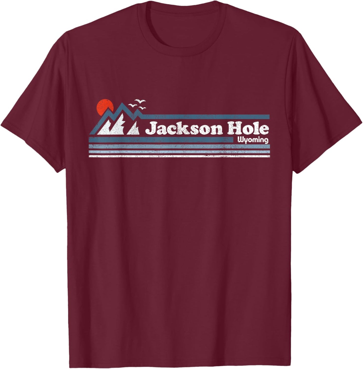 Retro Jackson Hole Wyoming Mountain Vintage Ski Souvenir T-Shirt - T-Shirt | Maroon