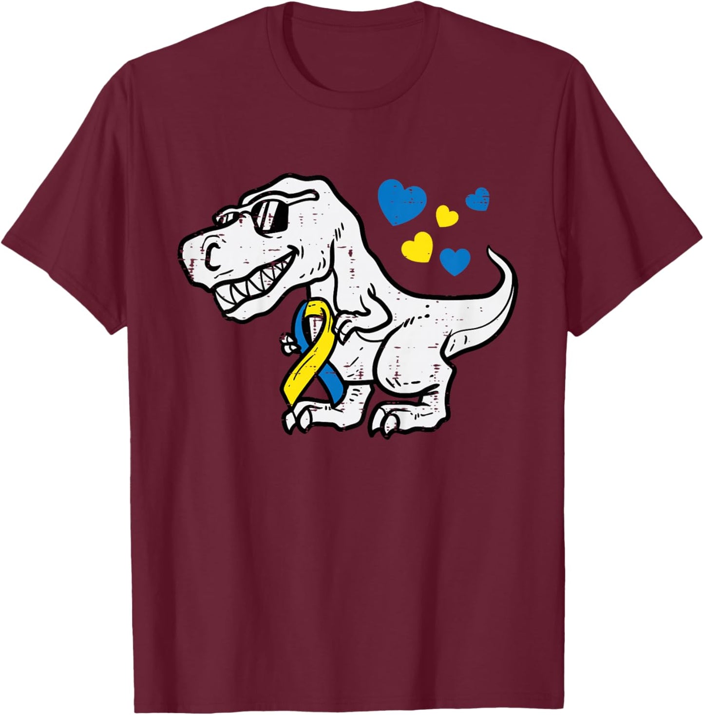 Down Syndrome Awareness Dino Trisomy 21 Trex Toddler Boy Kid T-Shirt - T-Shirt | Maroon