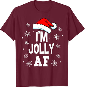 Funny Christmas I'm Jolly AF Fun Cute Santa Men Women Gift T-Shirt - T-Shirt | Maroon