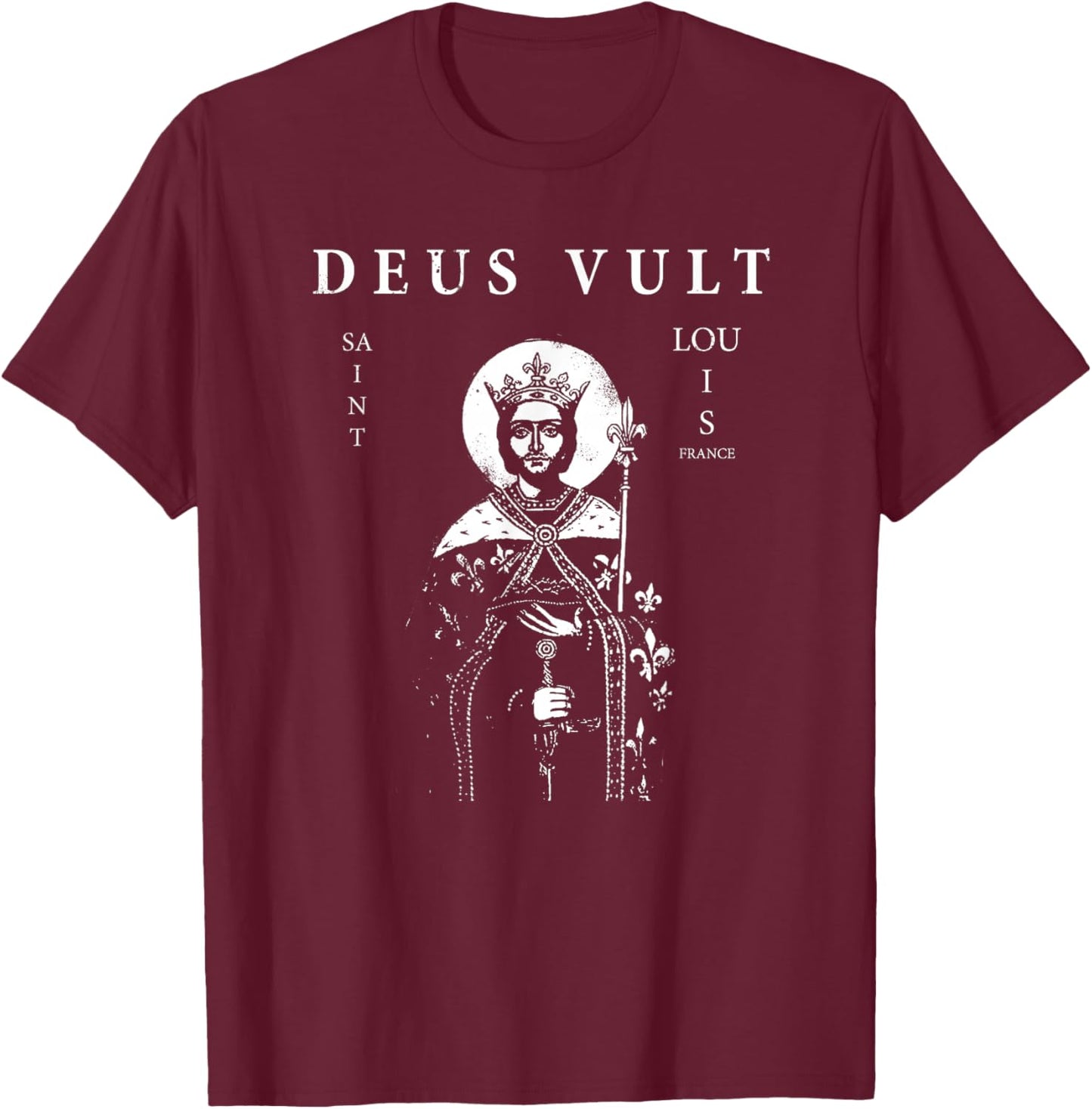 St. Louis IX "Deus Vult" T-Shirt - T-Shirt | Maroon