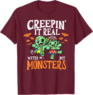 Creepin It Real Monster School Teacher Principal Halloween T-Shirt - T-Shirt | Maroon