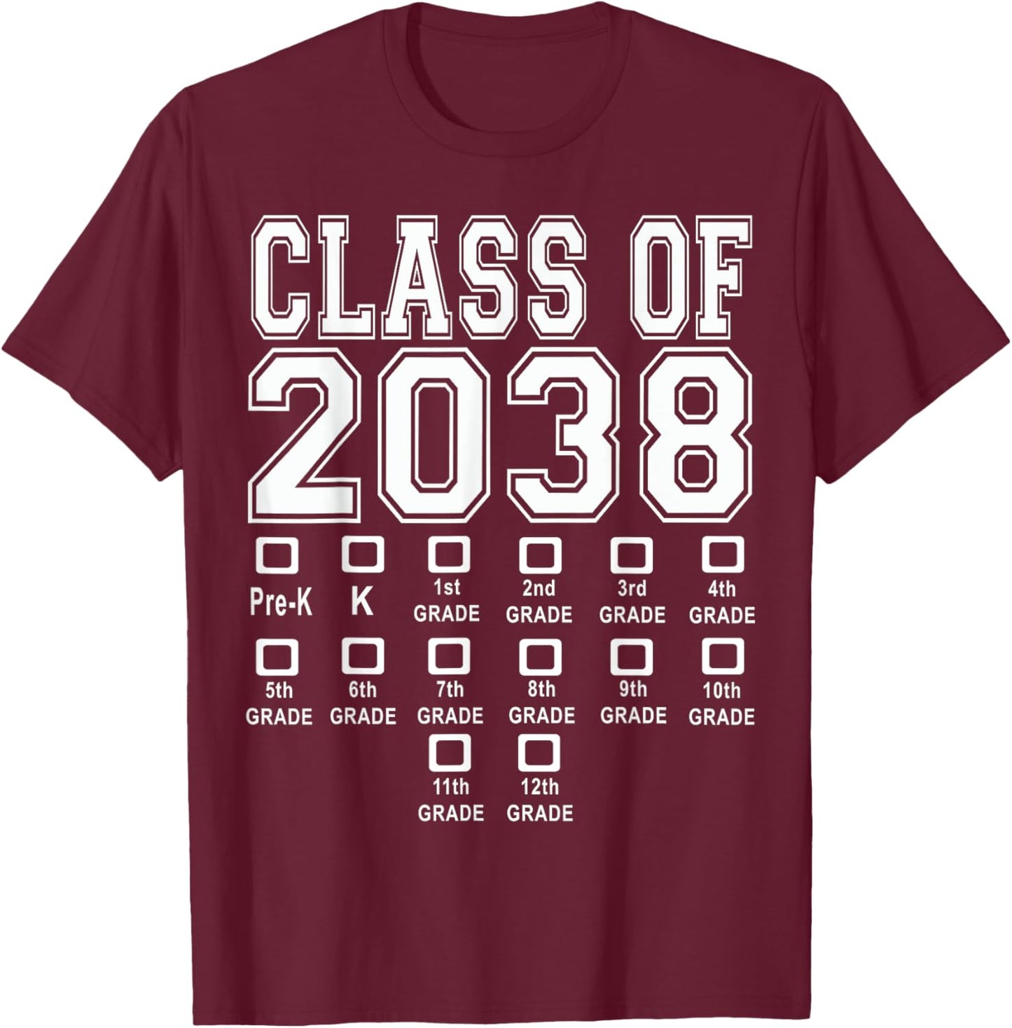 Class of 2038 grow with me T-Shirt - T-Shirt | Maroon
