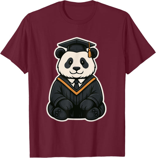 Cute Panda Graduation Shirt - Funny Graduate Gift T-Shirt - T-Shirt | Maroon