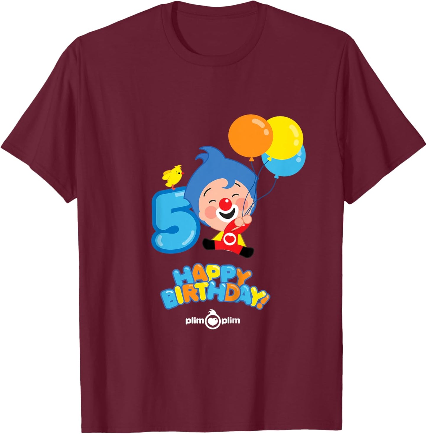 Kids Plim Plim The Kindness Hero - Happy Birthday T-Shirt - T-Shirt | Maroon