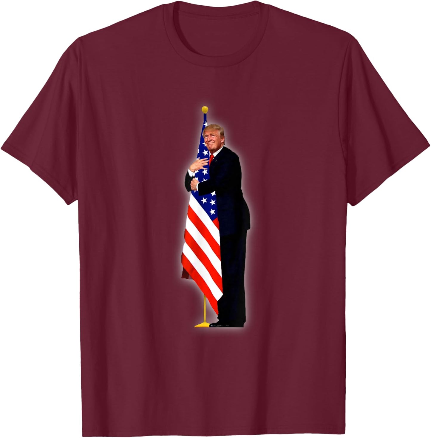Funny Cute Trump Hug America Flag T-Shirt - T-Shirt | Maroon