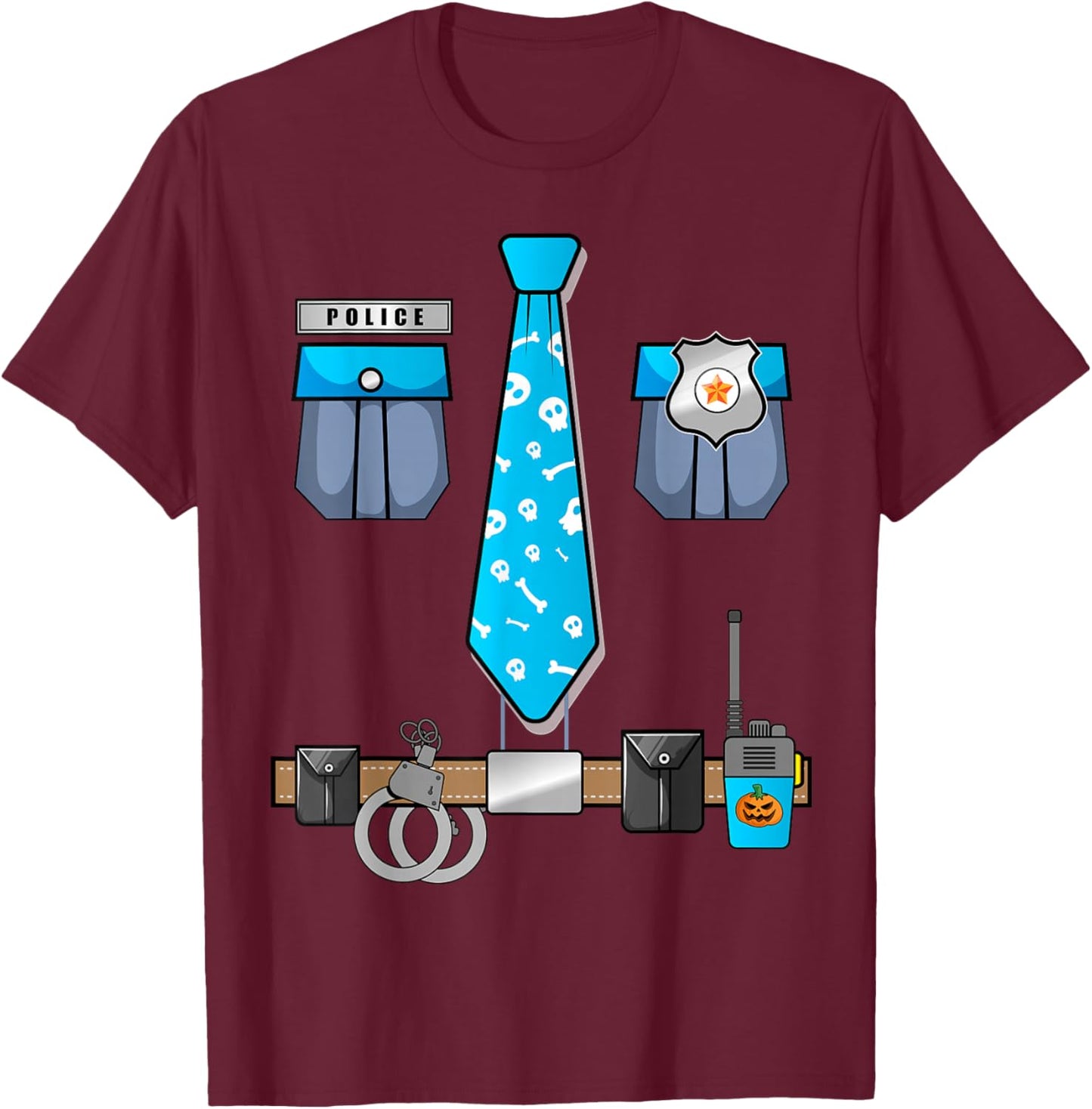 Police Officer Halloween Costume for Kids Men Women T-Shirt - T-Shirt | Maroon