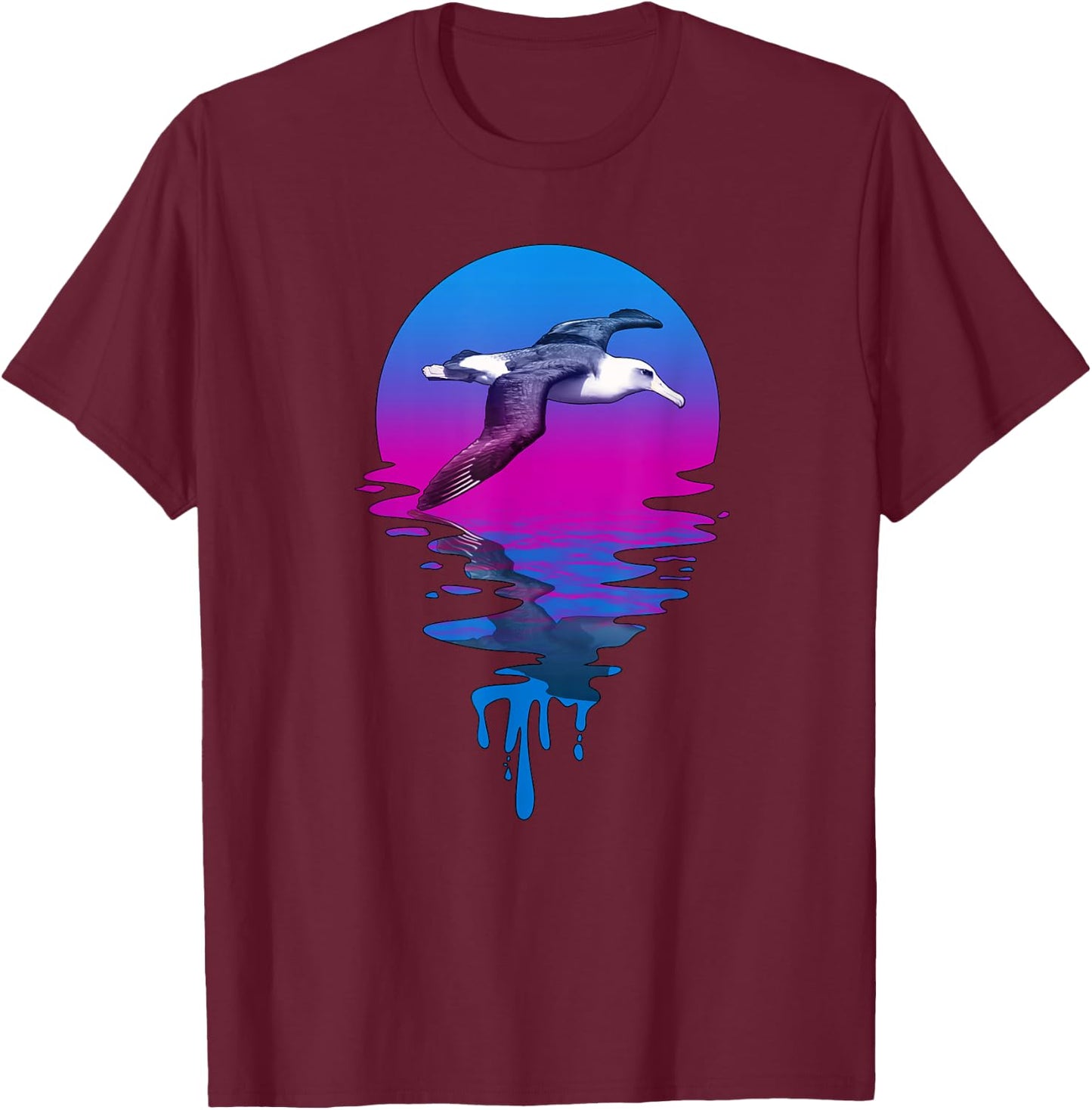 Vintage Retro Sunset Albatross T-Shirt - T-Shirt | Maroon