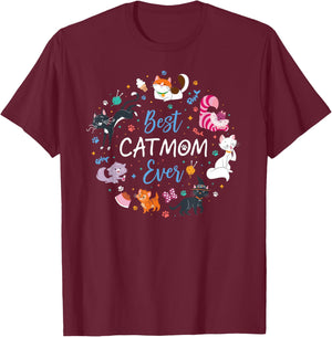 Disney Pet Parent Mother’s Day Disney Cats Best Cat Mom Ever T-Shirt - T-Shirt | Maroon