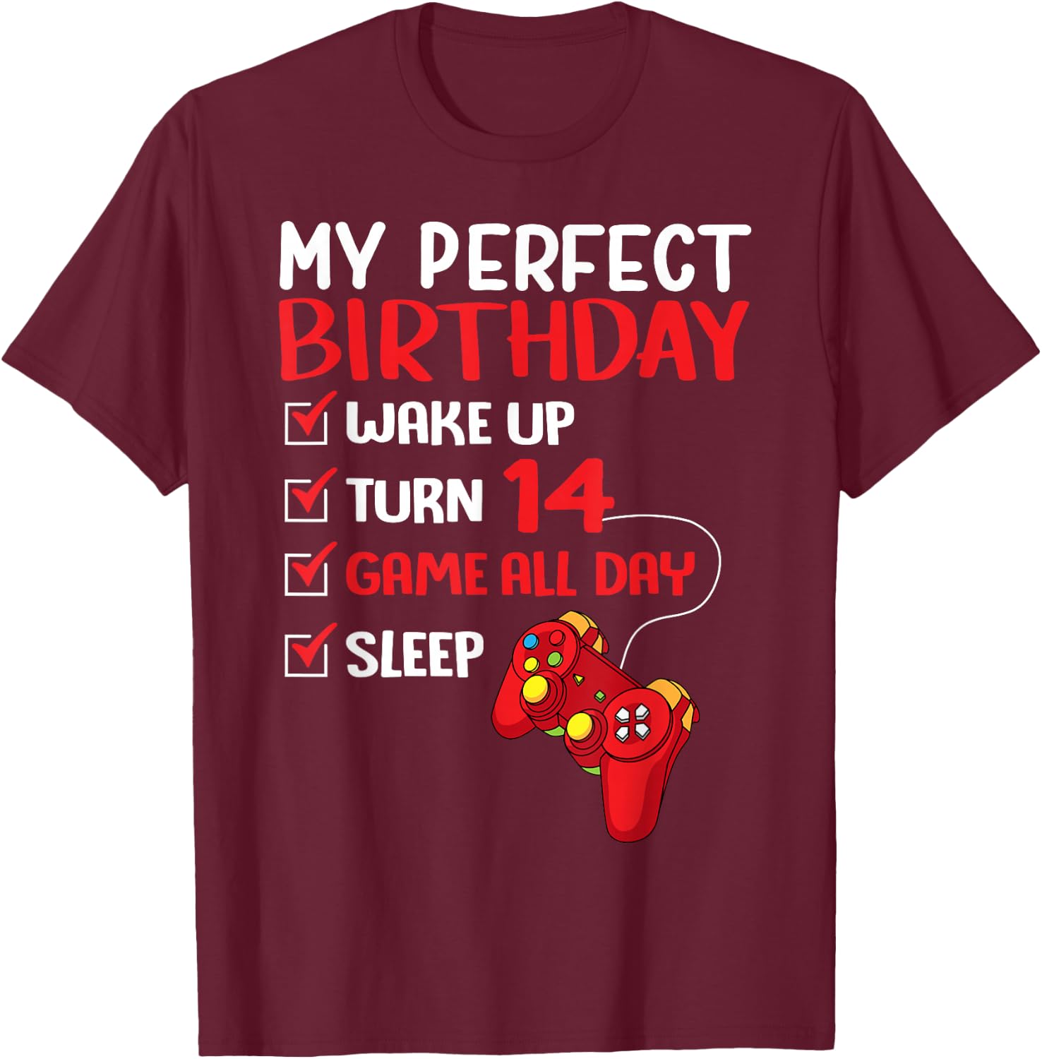14. Perfect Birthday Player, the 14 Year Old T-Shirt - T-Shirt | Maroon