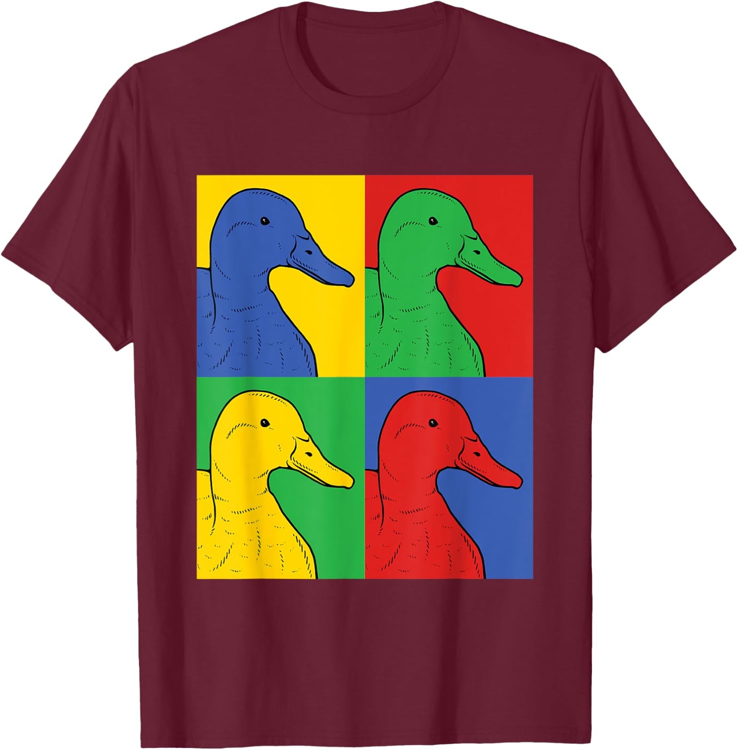Mallard Pop Art - Retro Duck T-Shirt - T-Shirt | Maroon