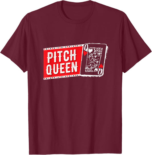 Pitch Queen, Pitch Player Cool Cards Graphic T-Shirt - T-Shirt | Maroon