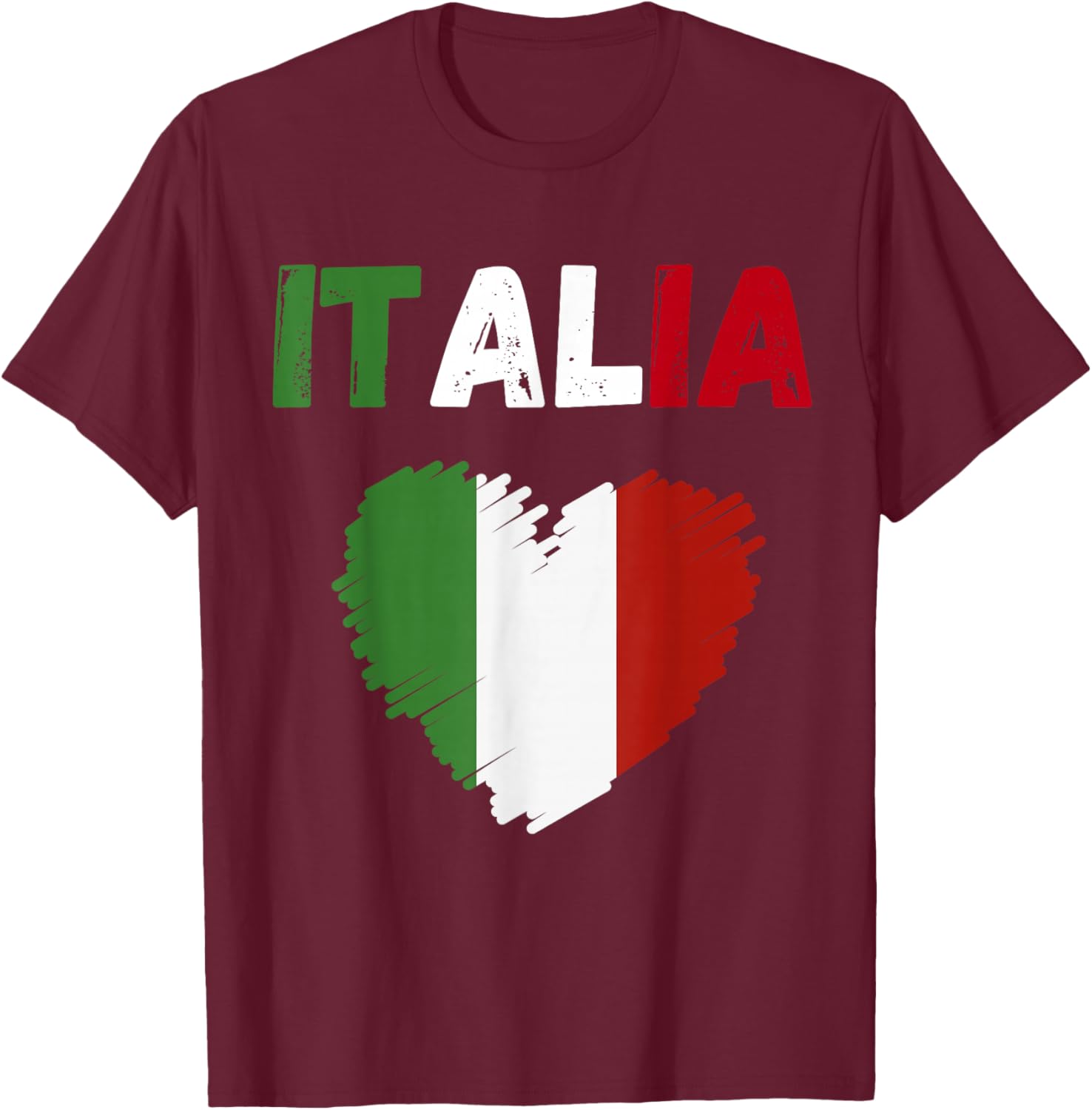 Italy Flag Holiday Italy Heart Italian Flag T-Shirt - T-Shirt | Maroon