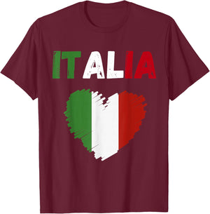 Italy Flag Holiday Italy Heart Italian Flag T-Shirt - T-Shirt | Maroon