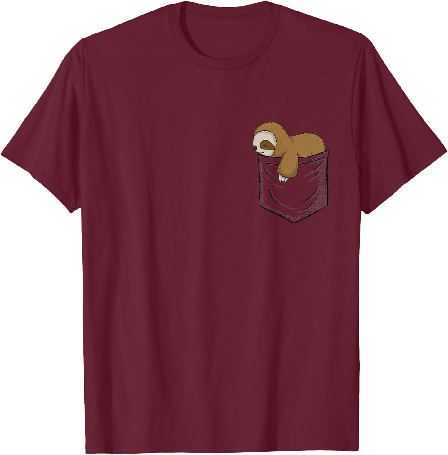Naptime Cute Sleeping Kawaii Sloth In Your Pocket T-Shirt - T-Shirt | Maroon