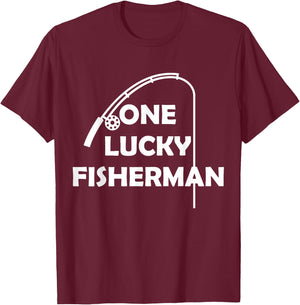 One Lucky Fisherman Best Catch Of His Life For Couples Set T-Shirt - T-Shirt | Maroon