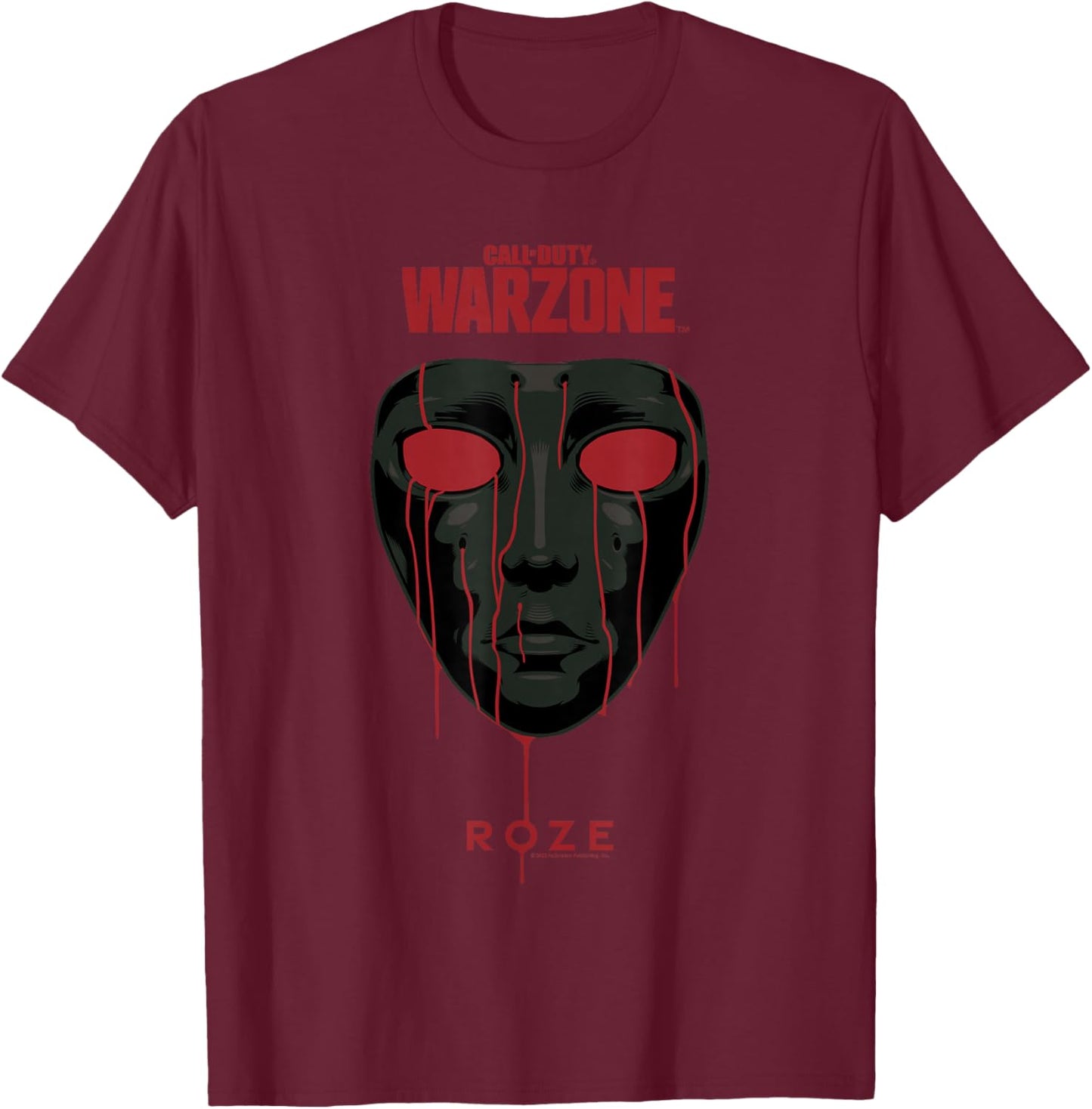 Call of Duty: Warzone Halloween Roze Dripping Blood Portrait T-Shirt - T-Shirt | Maroon