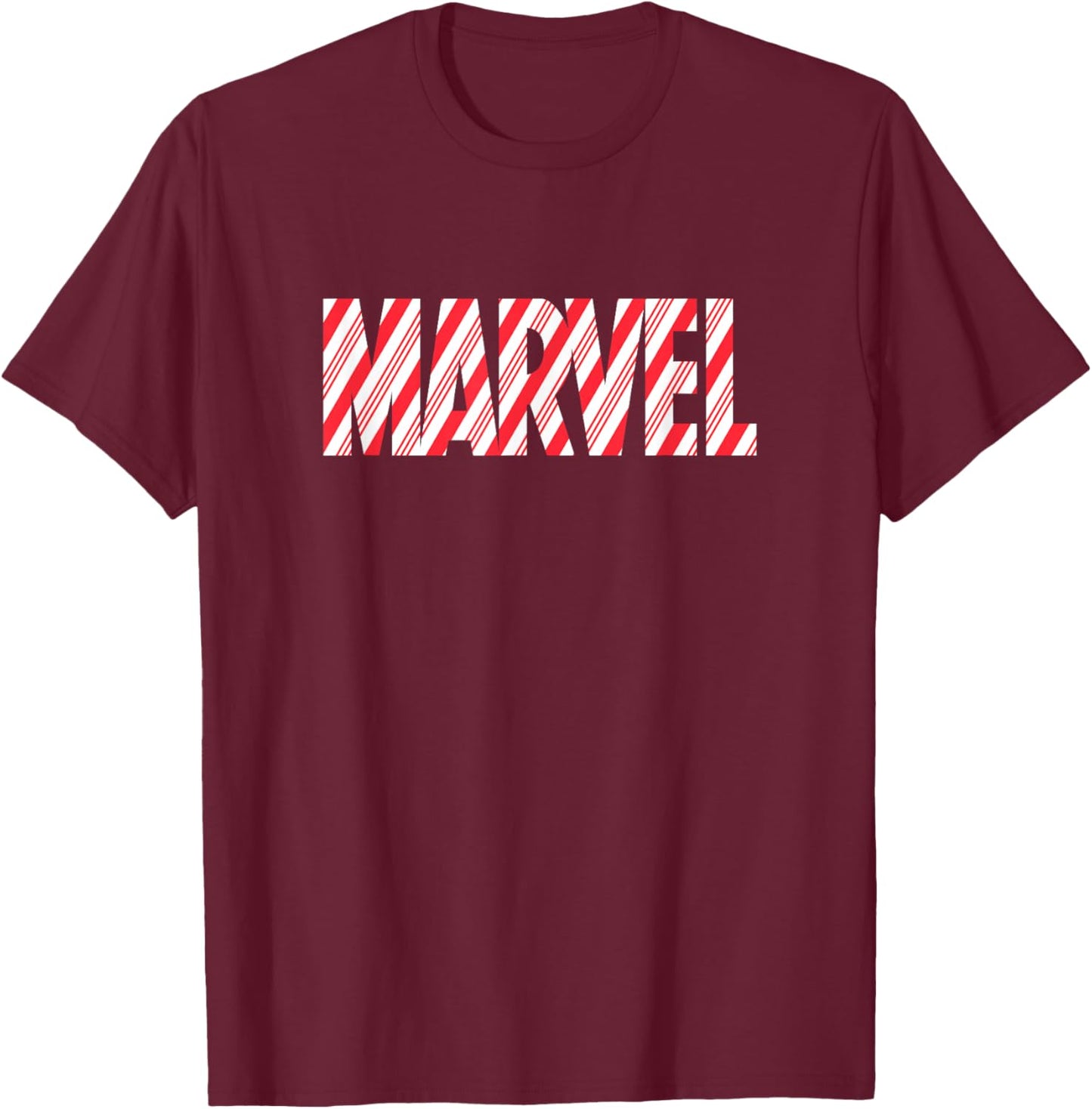 Marvel Comics Retro Classic Christmas Candy Cane Logo T-Shirt - T-Shirt | Maroon
