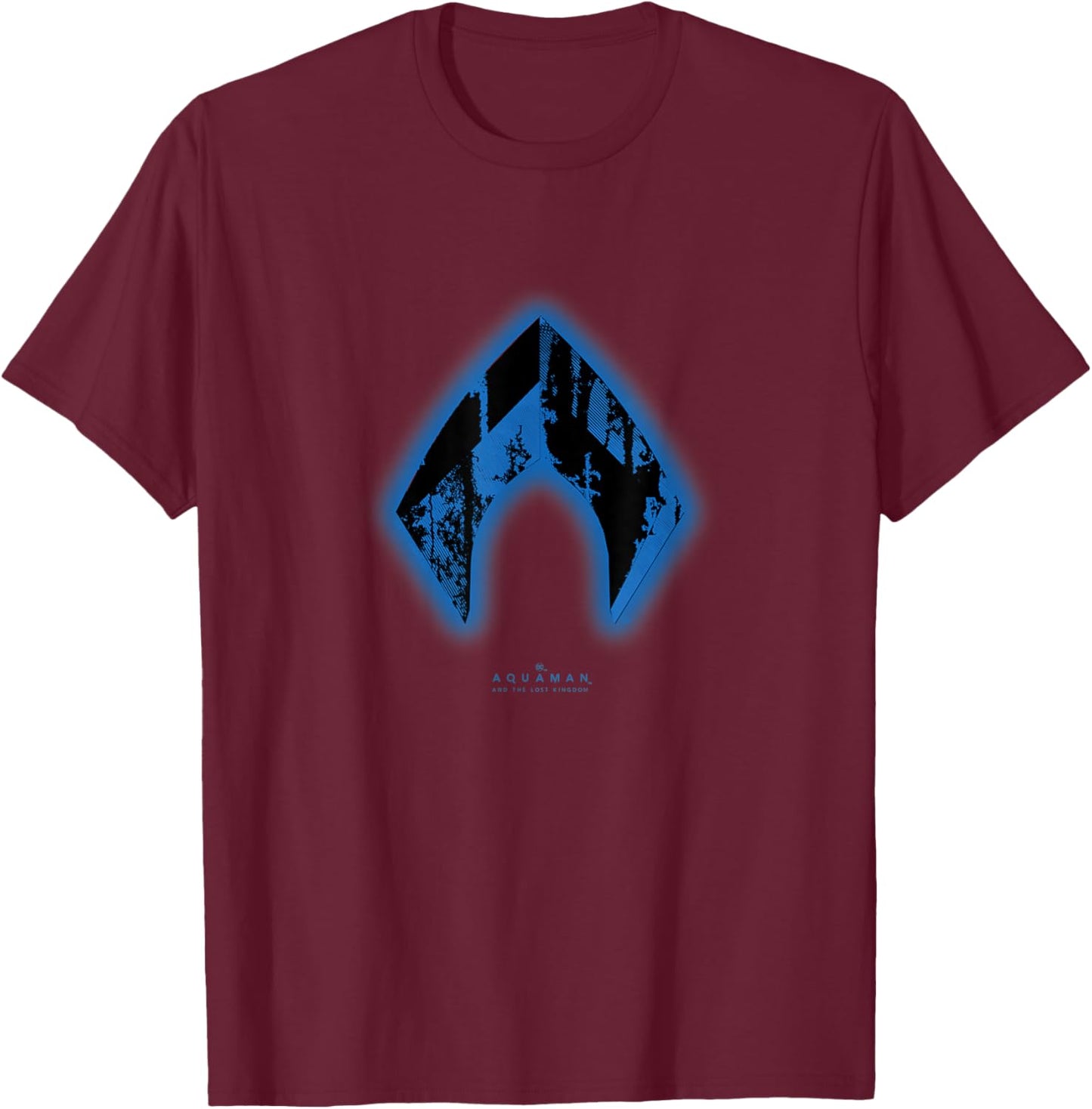 Aquaman And The Lost Kingdom Underwater Themed Texture Logo T-Shirt - T-Shirt | Maroon