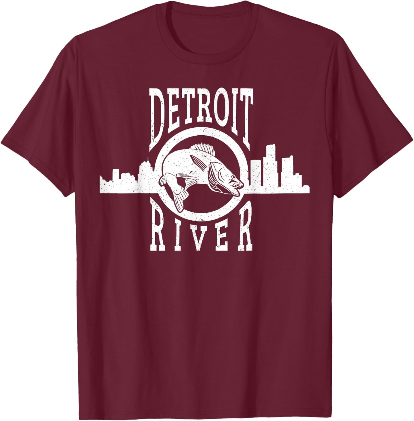 Detroit River Walleye Fishing T Shirt Women T-Shirt - T-Shirt | Maroon