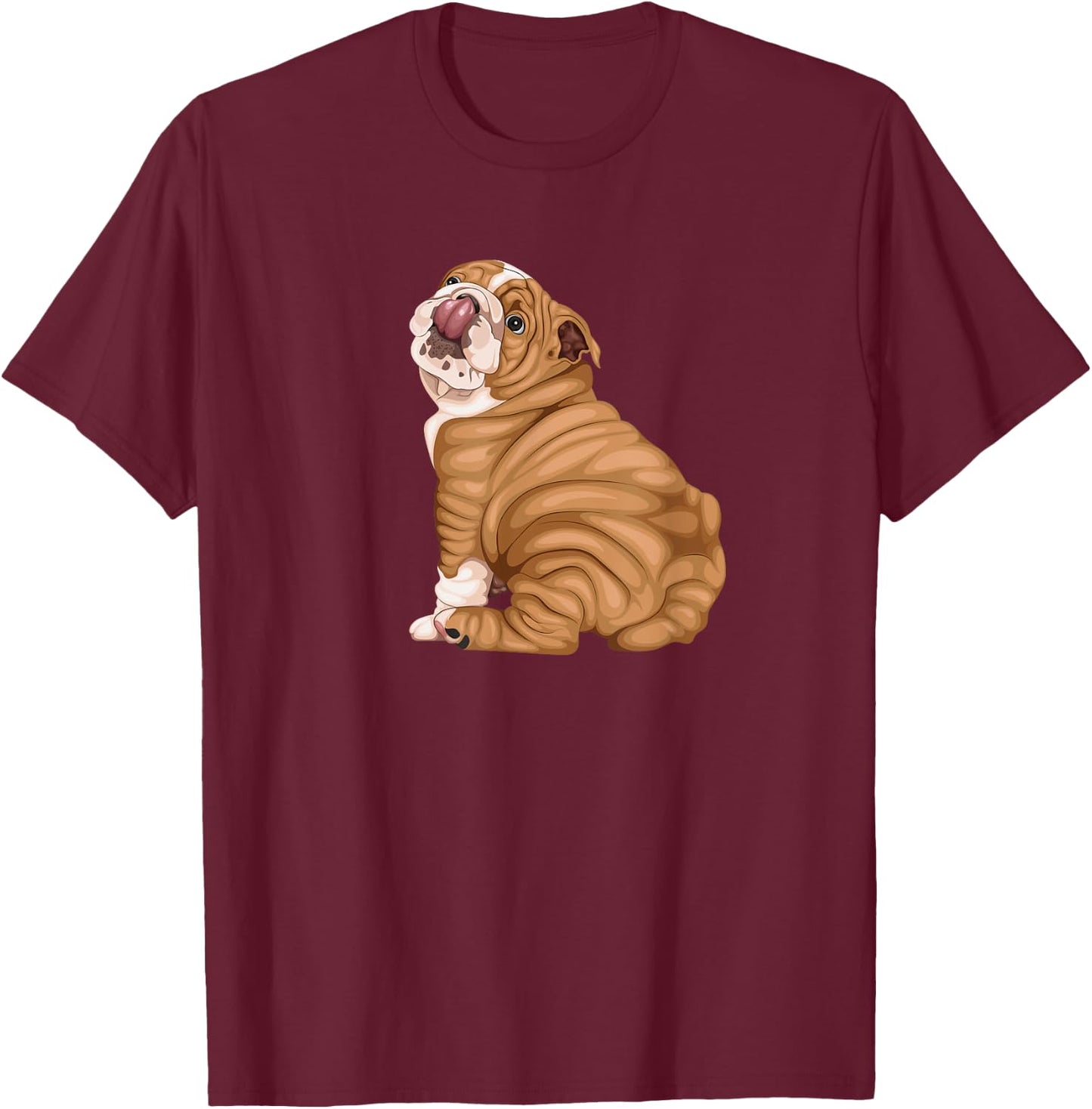 Funny Puppy Art Illustration English Bulldog Owner Women Kids T-Shirt - T-Shirt | Maroon