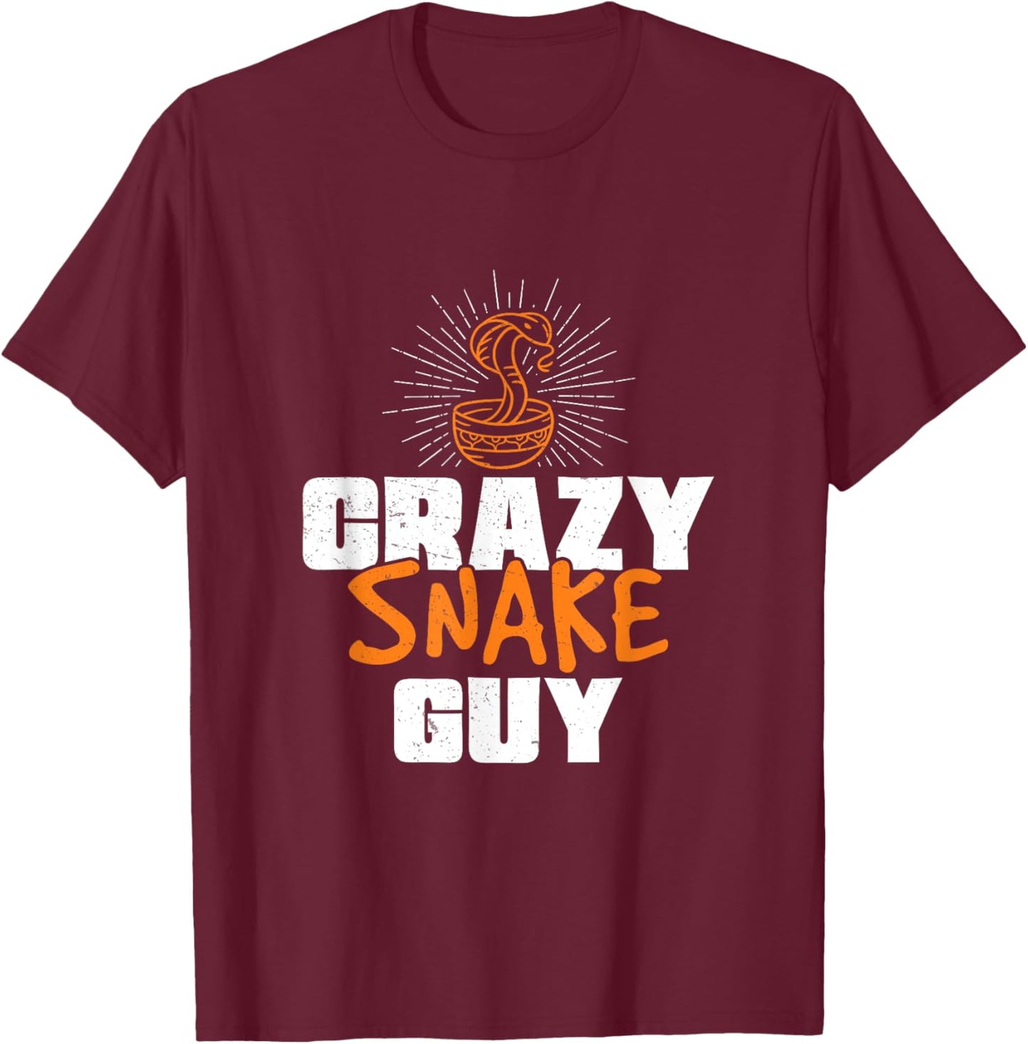 Funny Crazy Snake Guy For Snake Charmers Snake Charming Fans T-Shirt - T-Shirt | Maroon