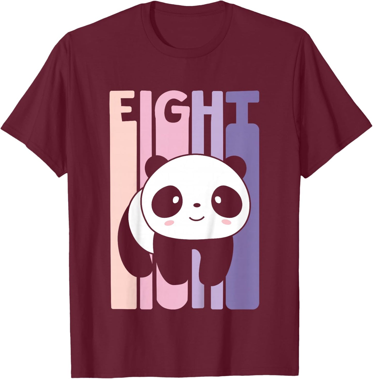 8 Year Old Cute Panda Birthday Girl 8th B-day T-Shirt - T-Shirt | Maroon