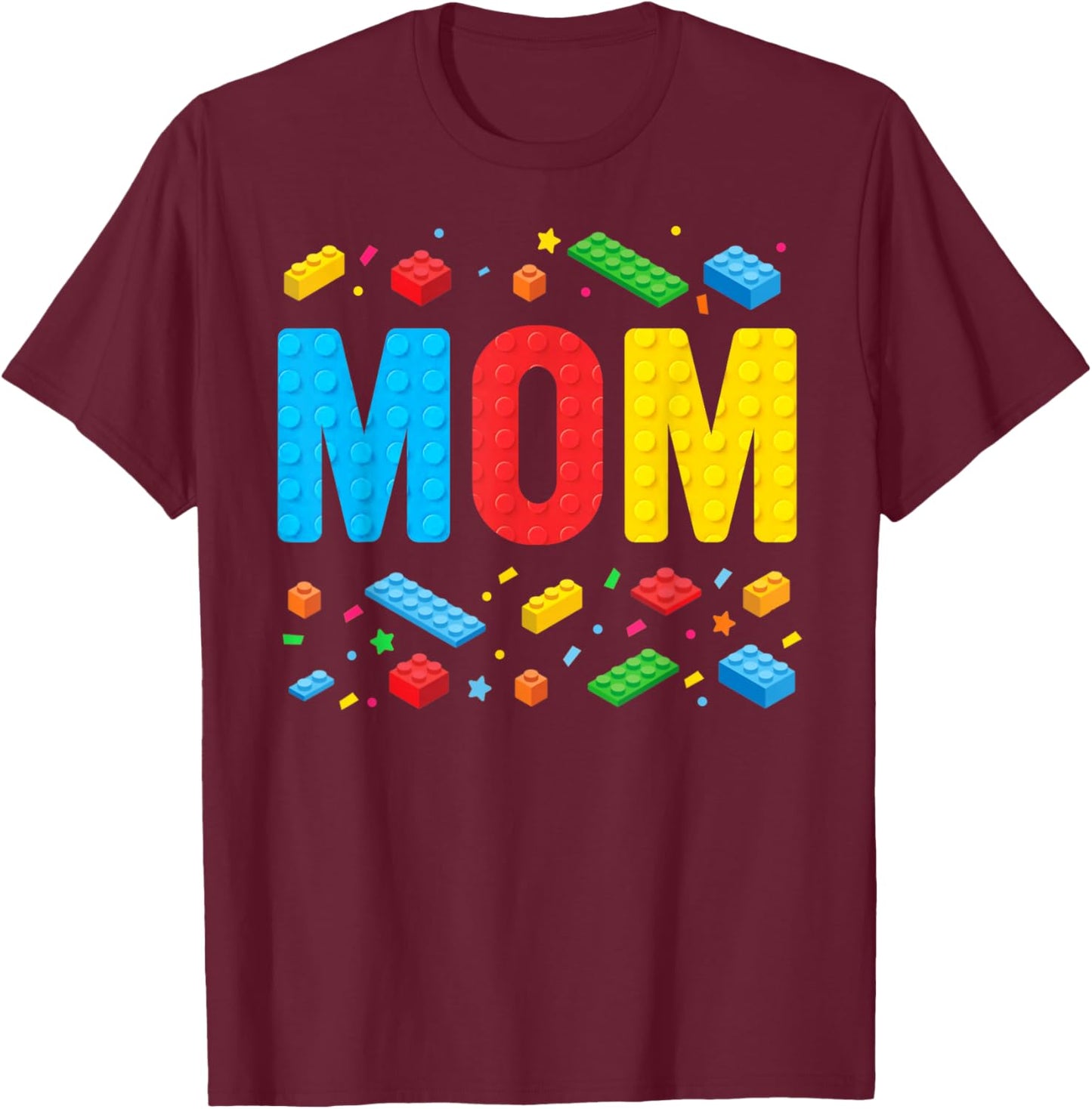 Mom Master Builder Building Bricks Blocks Family Mothers Day T-Shirt - T-Shirt | Maroon