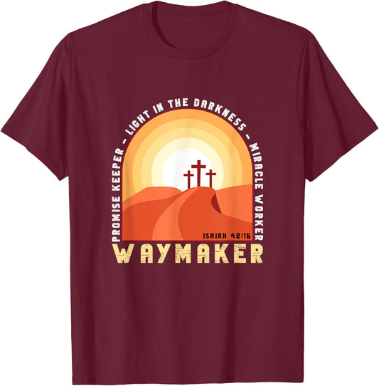 Vintage Waymaker Promise Keeper Miracle Worker Christian T-Shirt - T-Shirt | Maroon